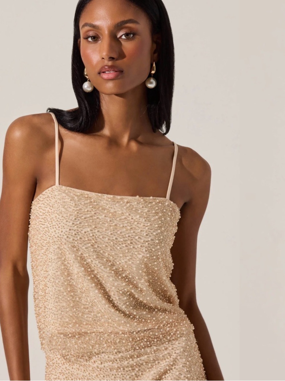 ASTR The Label Messina Pearl Embellished Top